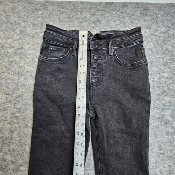 We The Free People Jeans Exposed Button Fly High Rise Black Wash 26 - Picture 3 of 8